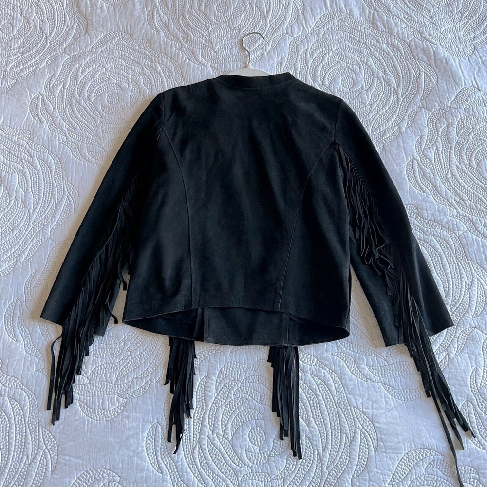 Cleobella - Everly Fringe Suede Biker Jacket - Black - Picture 9 of 14